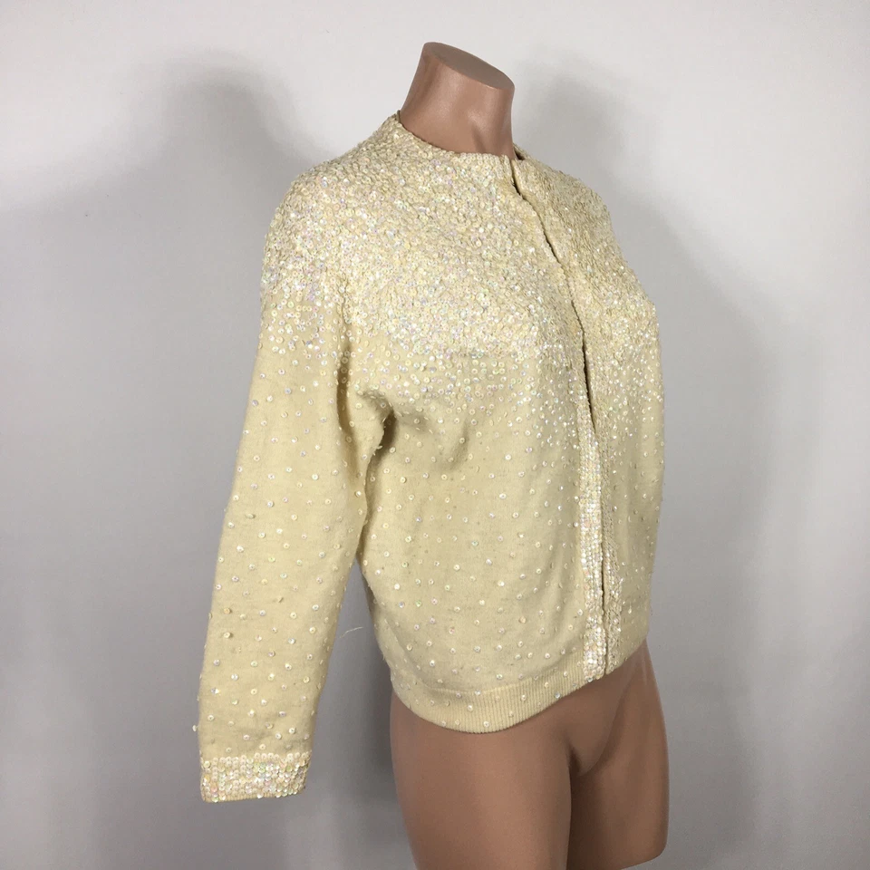 Винтажный 1950-х блестками жакет ангора шерсти свитер бабушка кардиган свадебный Macys 50-х - Изображение 4 из 4
