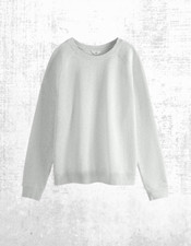 Womens HUSH Sweatshirt Crew Neck Long Sleeve Cassia Raglan Cotton Grey