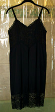 Vintage 1950's / 60's Women's Lacy Black Nylon Full Slip Lingerie Bust 37