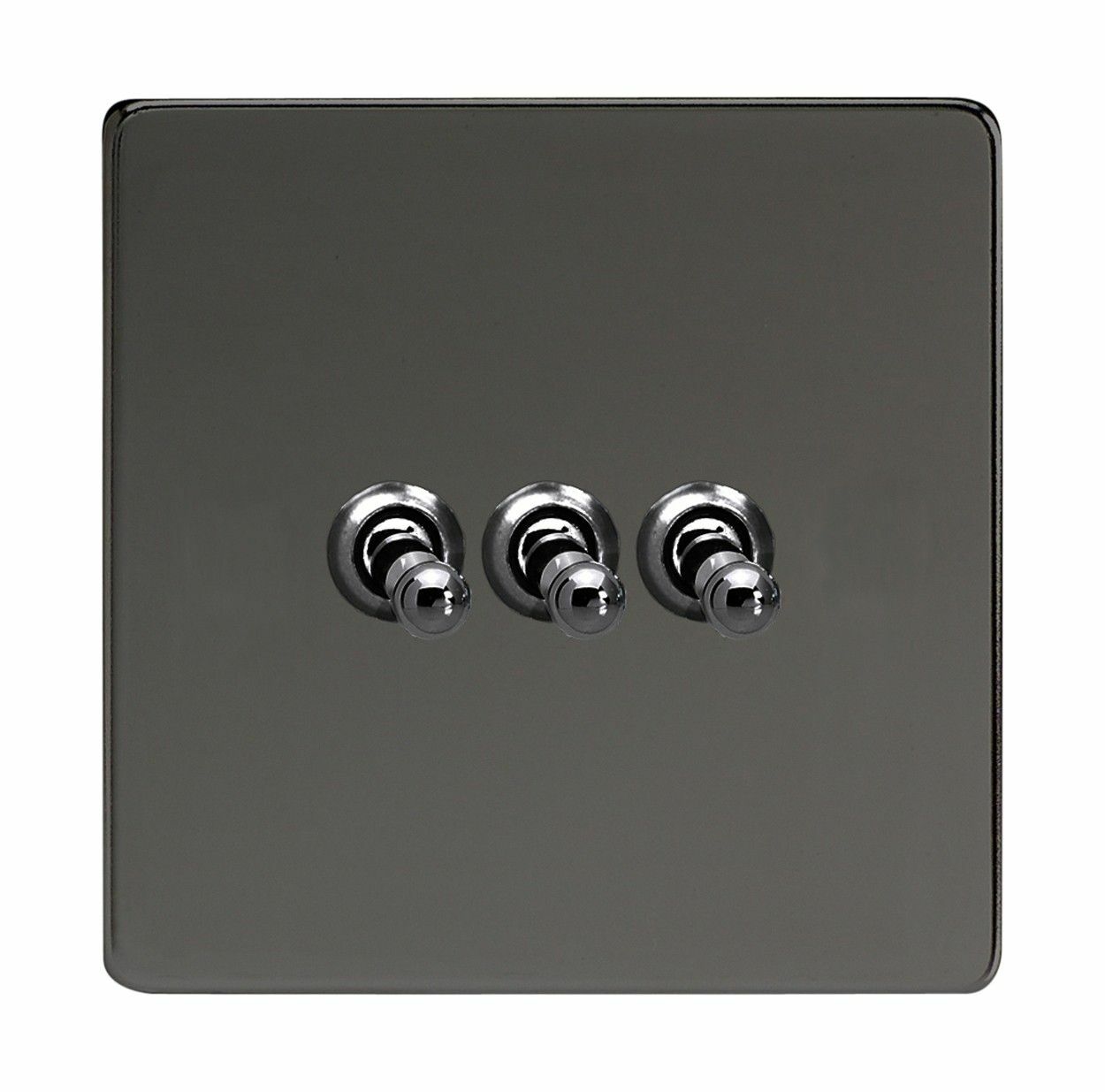 Varilight XDIT3S Screwless Iridium Black 3 Gang 1 or 2 Way Toggle Light Switch