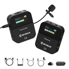 Wireless Lavalier Microphone, MOMAN C2 2.4GHz Wireless Microphone System