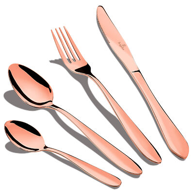 Besteck Vergoldetes 24 Teile Edelstahl Poliert, Set 6 Personen, Modernes Design