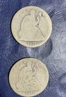 1875 and 1877 seated liberty half dollars