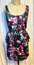 Womens Slinky Satin Jersey Sleeveless Peplum Event Dress Sz S Pre-owned