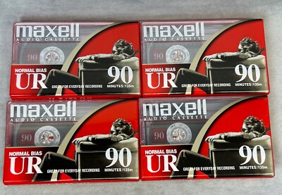 Maxwell UR 90 Minute Blank Audio Cassette Tapes Lot Of 4 Normal Bias Recording