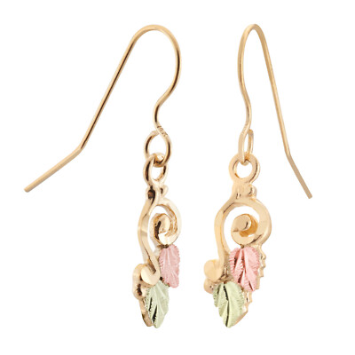 Landstrom's Black Hills Gold Twisted Vine & Two-Tone Leaf Dangle Earrings 10k