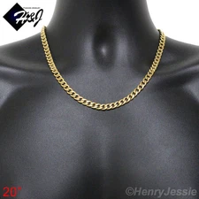 20"MEN's Stainless Steel 6mm Gold Plated Cuban Curb Link Chain Necklace