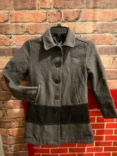 Tommy Hilfiger Embroidered TH girls winter wool blend Gray Peacoat, M 10-12 Girl