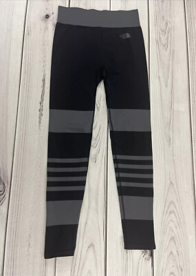 The North Face Women's SSK Leggings Black Gray Stripe Gym Outdoor Active Size M