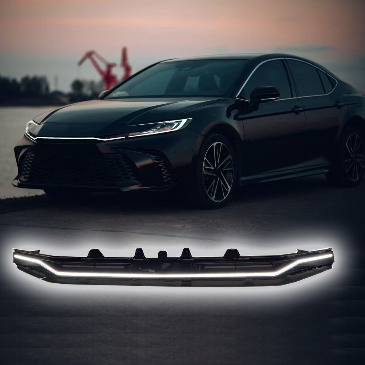 Front Grille Mesh with light LED Grill Fits for Camry XV80 2023-2025 Black ABS