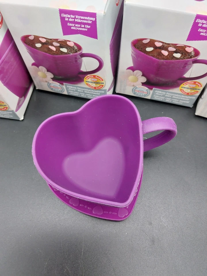Silikon Tassenkuchenform Herz Kuchenform Herz für Tassenkuchen Dr.Oetker 4er Set - Bild 4 von 4