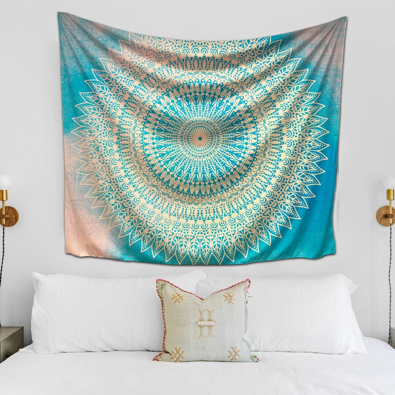 Mandala boêmia pendurada na parede quarto arte decoração tapeçaria tapete fundo cobertor - Imagem 3 de 4
