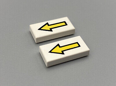 LEGO Lot of Two White Tile 1x2 with Yellow Arrow 6973 6464 5591 6887 6973 6933 