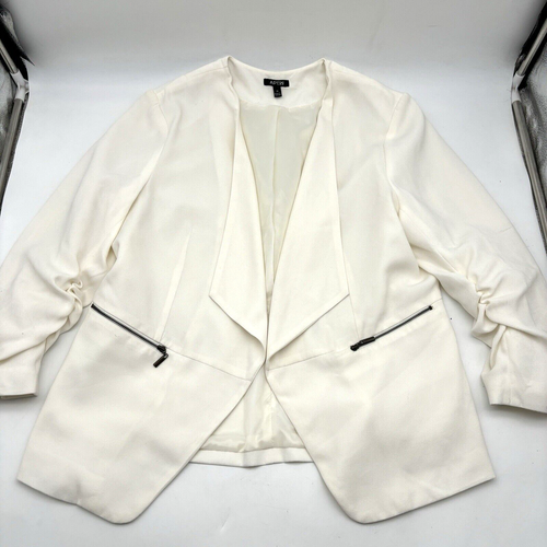 Apt. 9 White Polyester Open Front Ruched 3/4 Sleeve Casual Blazer Size 16 - Picture 3 of 10