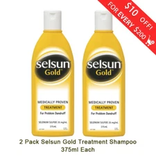 2 x Selsun Gold Anti-Dandruff Shampoo Deep Cleansing 375ml Each Ithcy Scalp