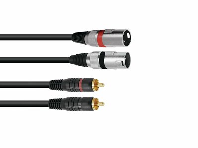 3 m Meter 2x CHINCH CINCH RCA male AUF 2x XLR MALE männlich Adapter-Kabel