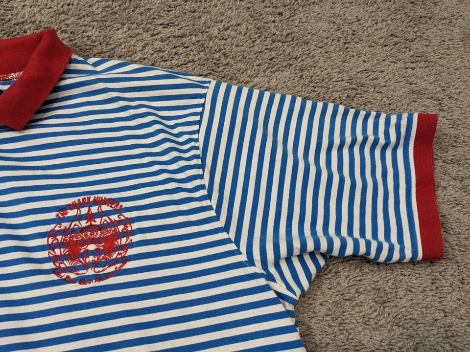 Akademiks Polo Shirt Mens XXXL 3XL Baggy Hip Hop Striped Shark Hunters - Image 2 of 4