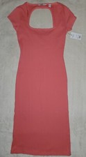 Nine West Cutout Bodycon Ribbed Short Sleeve Cruz Coral Dress Womens Size Med M