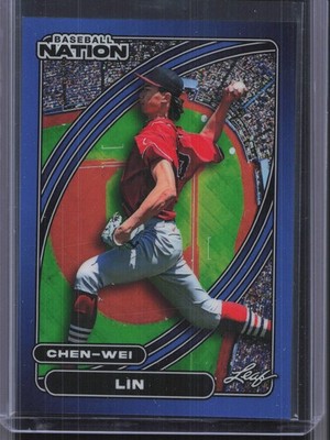 2026 Leaf Baseball Nation #49 Chen-Wei Lin Blue Prismatic #/49