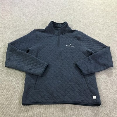 Marine Layer Sweatshirt Mens Medium Blue Quilted 1/4 Zip Blue Owl Pullover