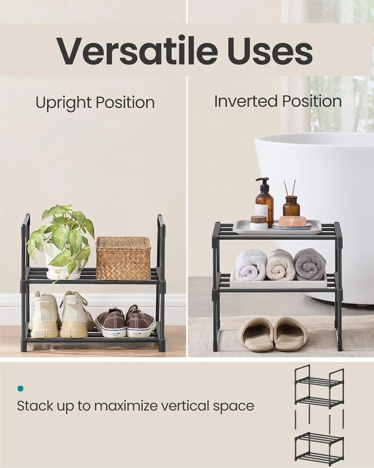 Zapatero SONGMICS, organizador de zapatos de 2 niveles, estante de almacenamiento de metal, vertical o vertical Foto 4 de 4