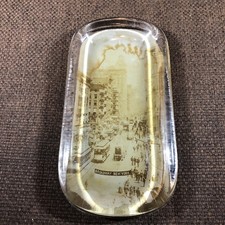 Antique thick Glass Paperweight Broadway New York Rare Piece 7 X 4 “