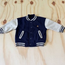 Baby Gap navy blue varsity jacket Size 0-6 Months Bear Logo