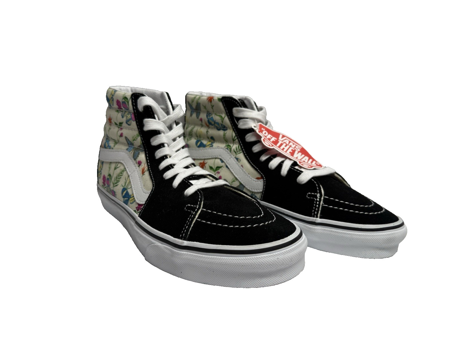 Vans mens shoe Sk8Hi High Top Sneakers Black Butterfly Floral Canvas US size 9.5 thumbnail 4