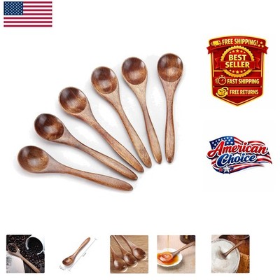 6-Piece Handmade Wooden Teaspoon Set - Perfect for Condiments & Cooking