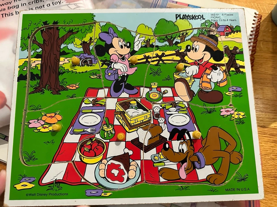 Set Of 3 VINTAGE Playskool Walt Disney Productions Wooden Puzzles Mickey Donald - Image 2 of 4