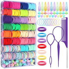 360pc Girls Hair Accessories Set - Hair Ties, Clips Styling Tools, 31 Colors