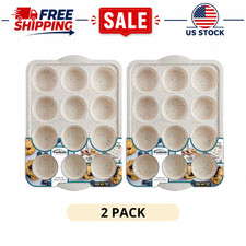  2 Pack Trudeau Silicone Muffin  Cupcake Pan 12 Count Baking Tray for Bites
