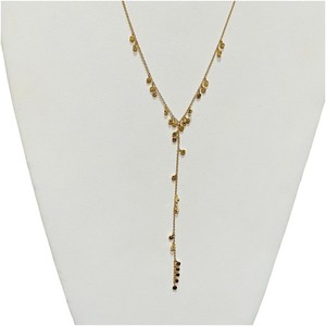 Authentic Gorjana 18K Gold Plated Lariat Necklace Long Y Drop Dangle Discs Dainty Petite