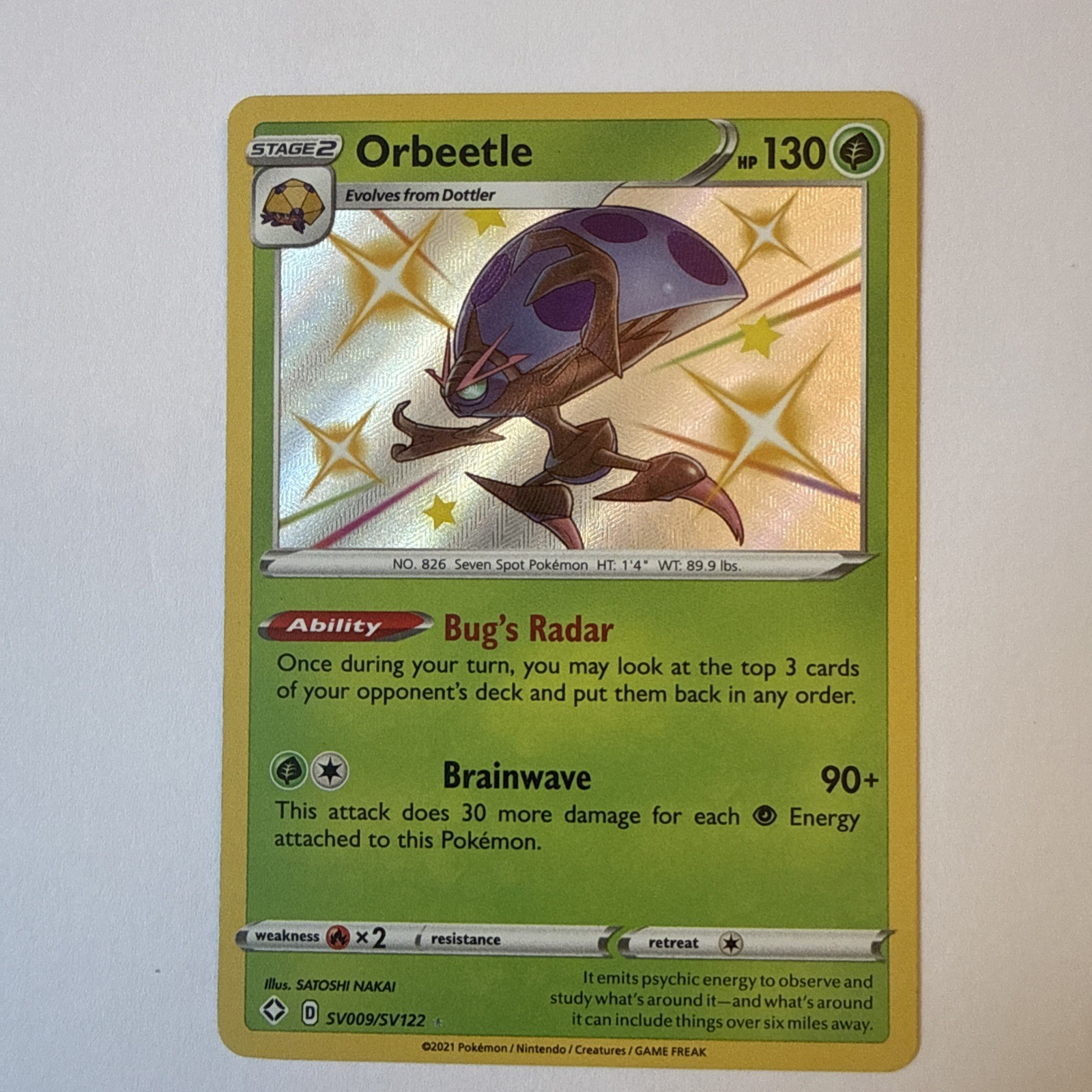 Orbeetle SHINY SV009/SV122 Shining Fates NM Holofoil Rare Pokemon Card