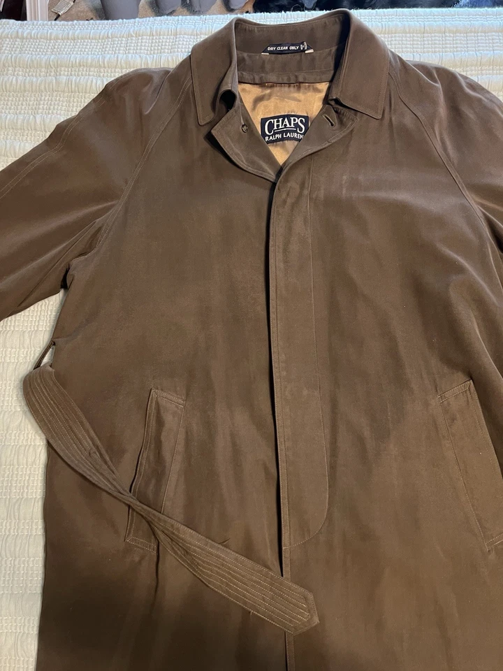 Gabardina marrón de colección Chaps Ralph Lauren forro de lana extraíble repelente al agua  Foto 3 de 4
