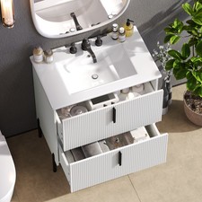 30" Bathroom Vanity w/Ceramic Sink Full-Extension Drawers Modern Storage Cabinet