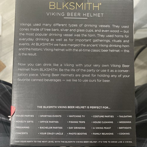 BLKSMITH Viking Black Beer Drinking Helmet Standard 12 oz Can Holder - Picture 2 of 3