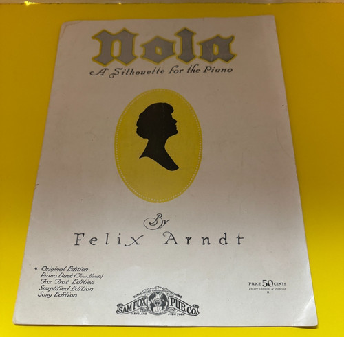 Nola A Silhouette for the Piano By Felix Arndt - Vintage 1942 Sheet Music