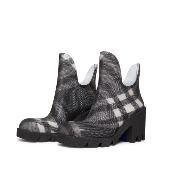 NUEVO EN CAJA - Botas de lluvia Burberry 'Marsh 65MM Check' con tacón de goma, negras - talla 40/ EE. UU. 10 Foto 2 de 4