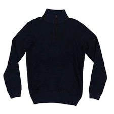 The Men's Store Bloomingdale's Mens Sweater Half-Zip Boucle Mock Neck Navy S M