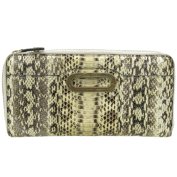 Jimmy Choo Python Leather Zip Wallet with Gold Lo… - image 1