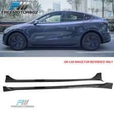 Fits 25-26 Tesla Model Y Juniper Side Skirt Carbon Fiber Print Rocker Panel Pair