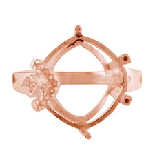 Semi Mount Cushion 15MM Checkerboard Cut Wedding Ring 925 Sterling Silver