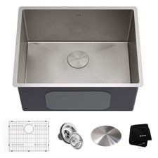Kraus KHU101-24L 24  Undermount 16 Gauge Stainless Steel Single - Stainless