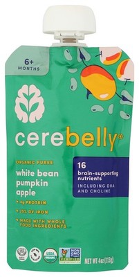 Cerebelly White Bean Pumpkin Apple Organic Baby Puree 4Oz 4G