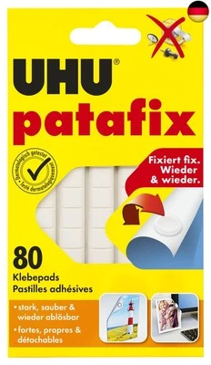 BESUCHE DEN UHU-STORE UHU patafix, wieder ablösbare und verwendbare Klebepads, weiß, 80 Stück