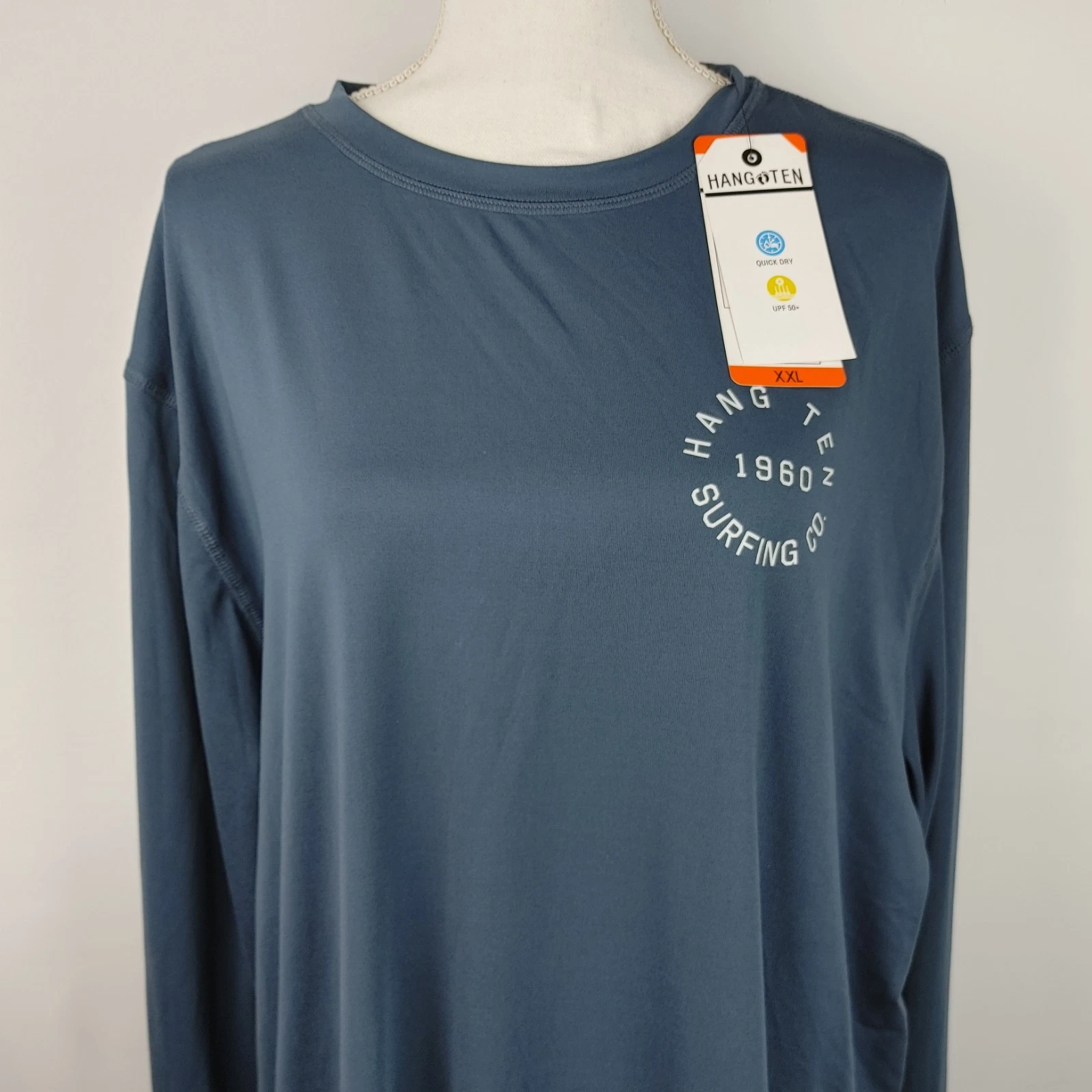 Hang Ten Men's Unisex 2XL Top Long Sleeve UV Protection UPF 50+ Quick Dry Blue