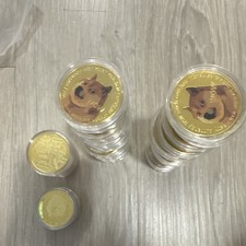 Lot of 58 Crypto Commemorative Coins Dogecoin Bitcoin  Trump Gold Plated Collec