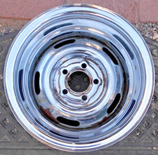 Steel 14 X 8 Chrome 5-slot Rally Wheel W Smooth Center. 5 Lug X 4.5 Bp. Steel 14 X 8 Chrome 5-slot Rally Wheel W Smooth Center. 5 Lug X 4.5 Bp.