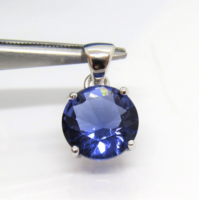 Round Cut Tanzanite Wedding Pendant 925 Sterling Silver Pendant Gift For Him